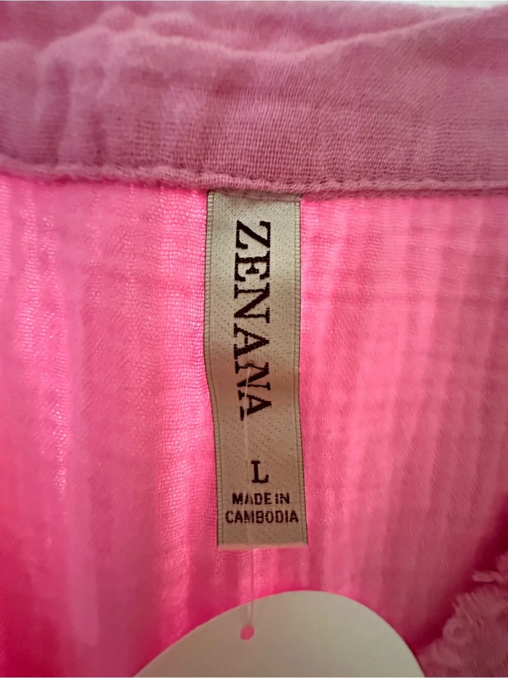 Zenana Relaxed Gauze V-Neck Tunic Top - Pink